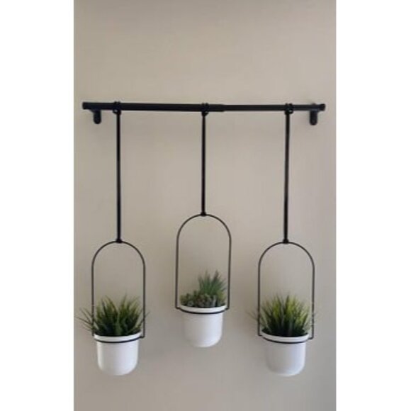 New Triflora Hanging Planter for Window, Indoor Herb Garden, Set of 3, White/B - Picture 1 of 2